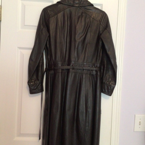 LUBA Fantastic Retro leather!! Vintage full length soft coat dark brown. Small - Picture 6 of 7
